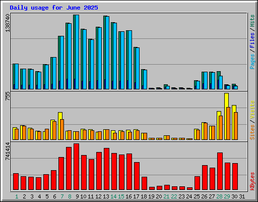 Daily usage for June 2025